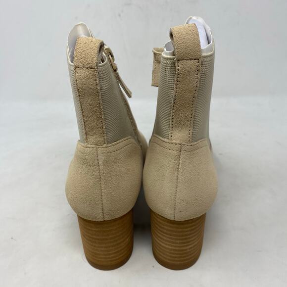 Violet & Red Loaded Knit Cuff Bootie Block Heel Faux Suede Tan Womens Size 7.5 - Picture 5 of 8